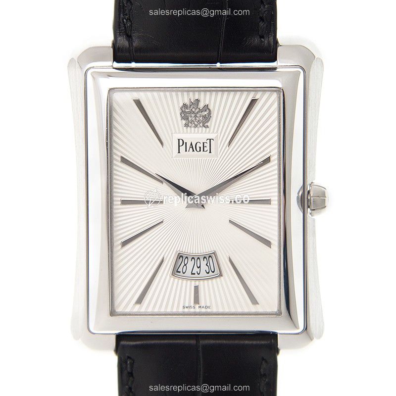 Piaget EPERADOR Replica - Automatic - 18kt Gold - Silver Dial - Black Alligator Strap - Luxury Replica EMPERADOR Watch