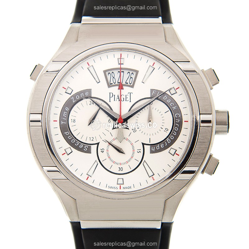 Piaget POLO Replica - Automatic - Titanium Case - Silver Dial - Black Rubber Strap