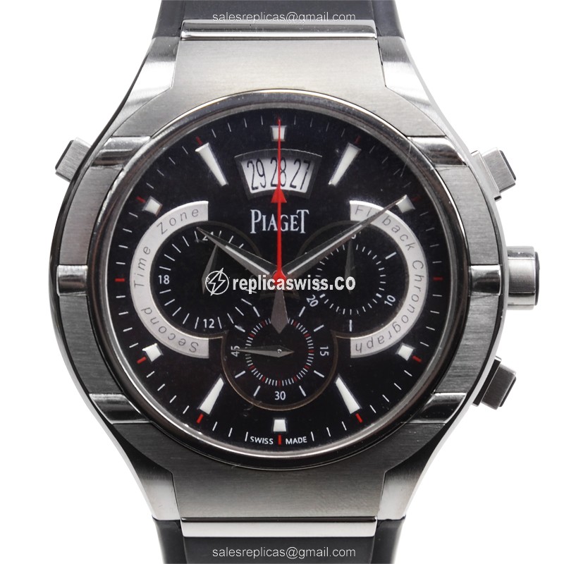 Piaget Polo Automatic Titanium - Black Dial - Rubber Strap - Sapphire Crystal - Luxury Replica POLO Watch