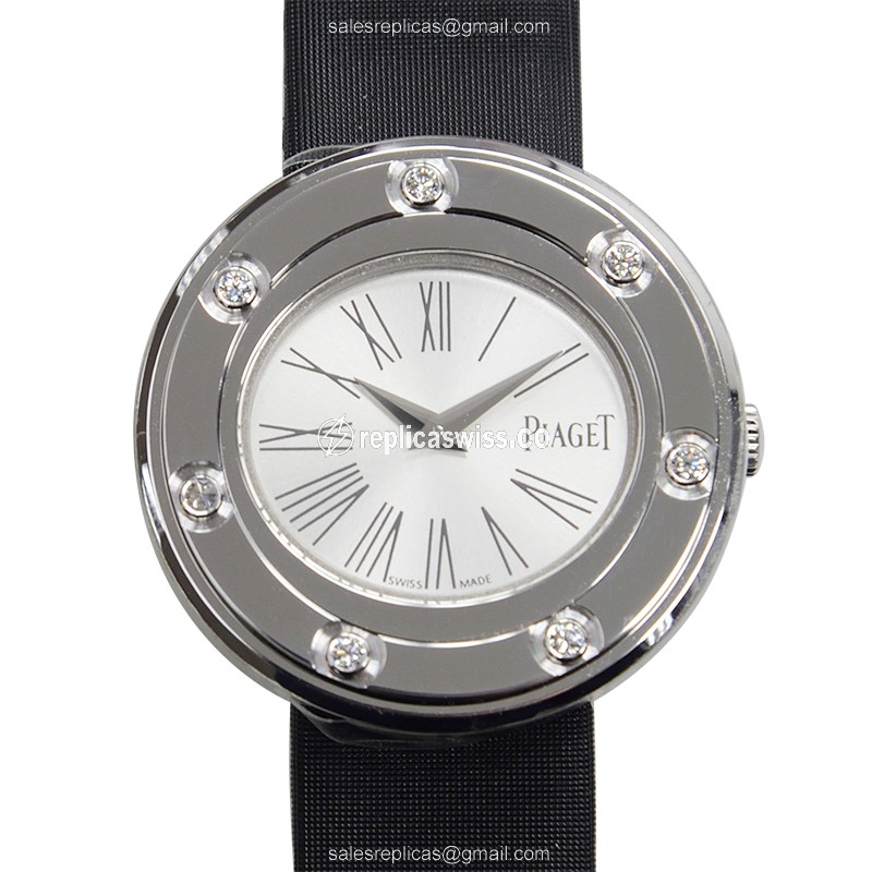 Piaget Possession Replica - Quartz - White Gold - Black Silk - Luxury Replica POSSESSION Watch