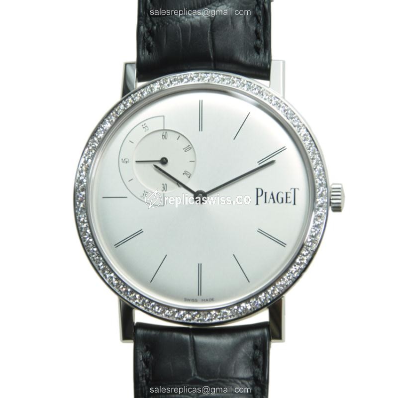 Piaget ALTIPLANO Replica - Manual - 18kt White Gold - Diamond - Silver Dial - Alligator Black Buckle - Luxury Replica ALTIPLANO Watch