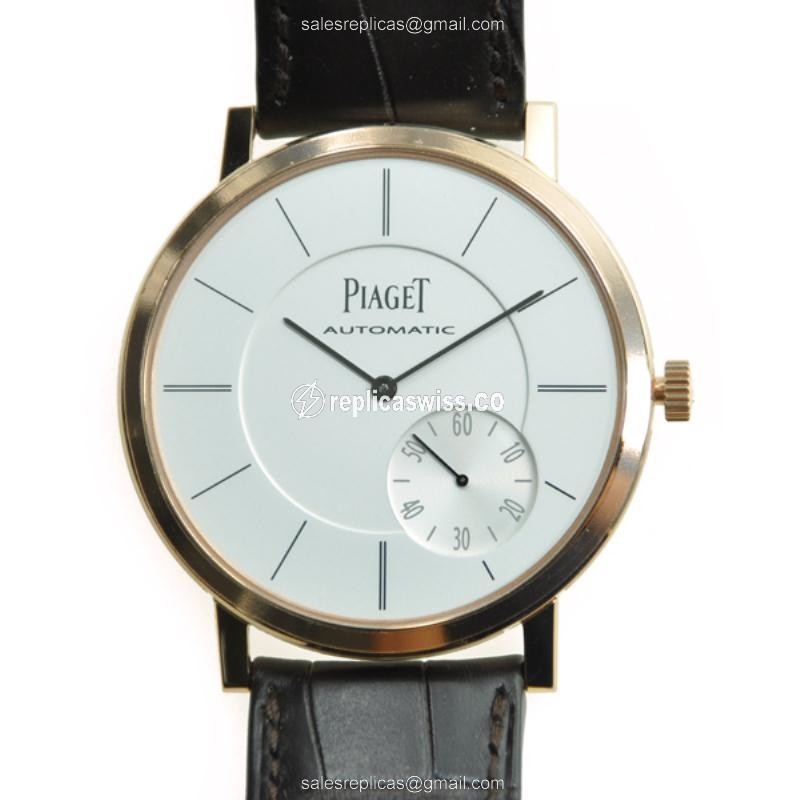 Piaget ALTIPLANO Replica - Automatic - 18kt Rose Gold - Silver Dial - Brown Alligator Strap - Luxury Replica ALTIPLANO Watch