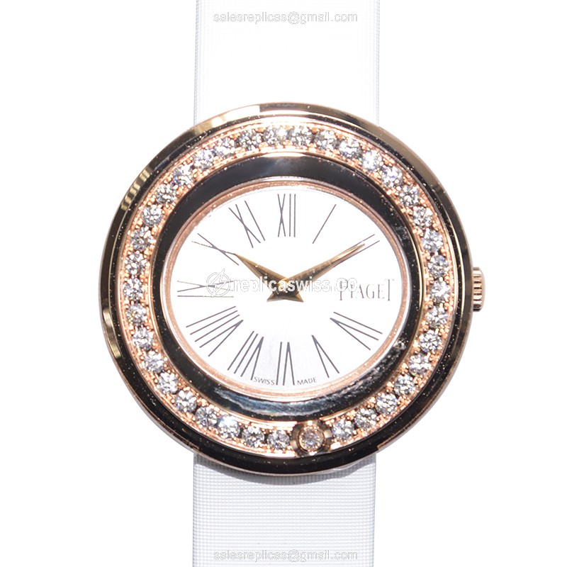 Piaget POSSESSION Replica - Quartz - 18kt Rose Gold - Diamonds - White Dial - Luxury Replica POSSESSION Watch