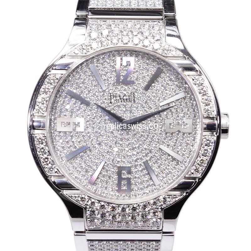Piaget Polo Replica - Automatic - 18kt White Gold - Diamond - Silver Clasp
