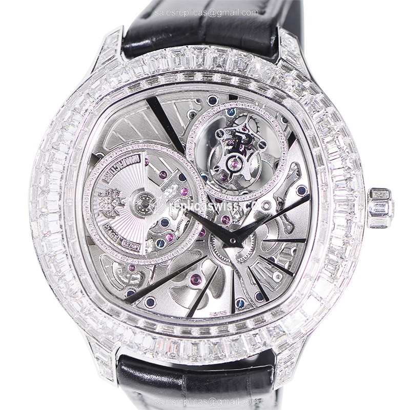 Piaget EMEPERADOR - 18kt White Gold - Diamond Dial - Automatic - Black Alligator Strap