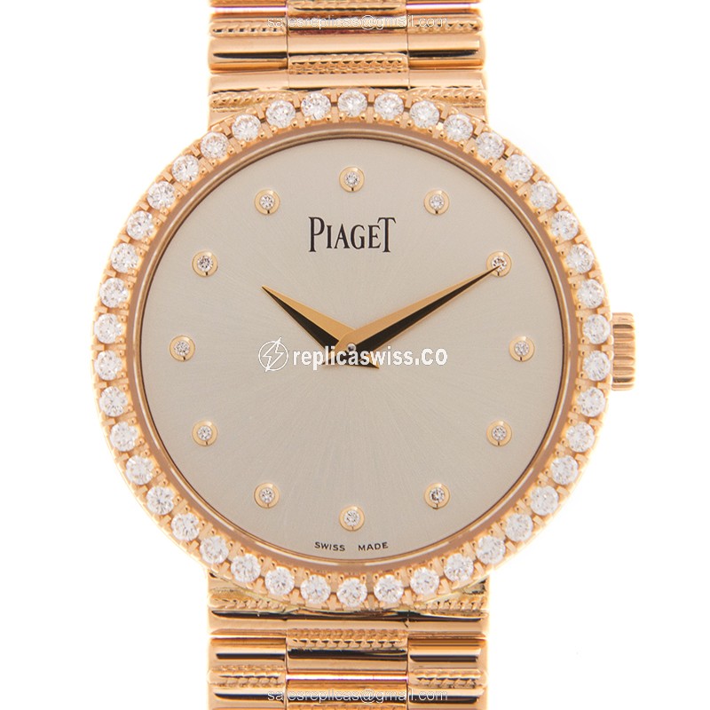 Piaget Tradition Replica - Manual - 18kt Rose Gold - Diamonds - Silver Dial