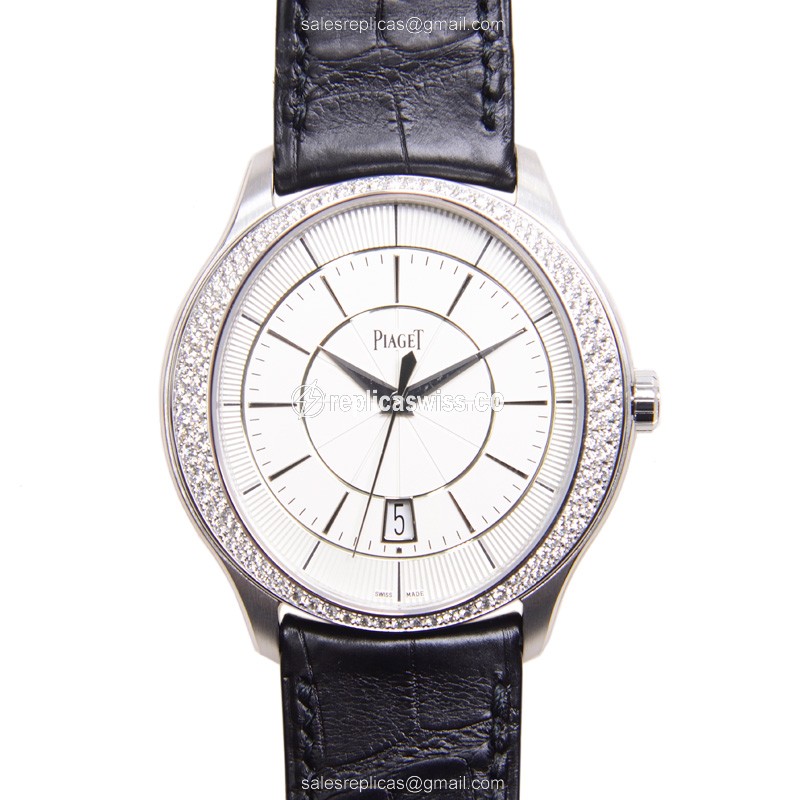 Piaget Gouverneur Replica - Automatic - White Gold - Silver Dial