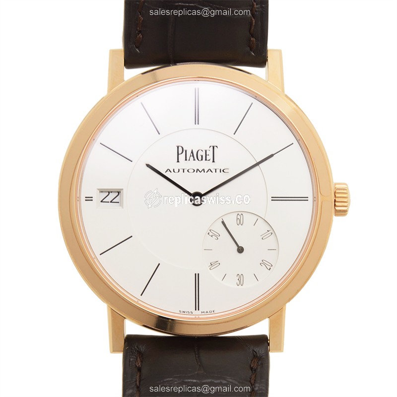 Piaget ALTIPLANO Replica - Automatic 18kt Rose Gold - Silver Dial - Brown Alligator Strap - Luxury Replica ALTIPLANO Watch