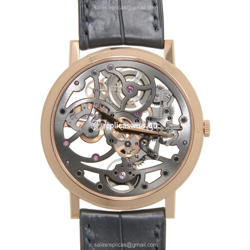 Piaget ALTIPLANO Replica - Automatic - 18kt Rose Gold - Dark Grey Dial - Black Alligator Strap - Luxury Replica ALTIPLANO Watch