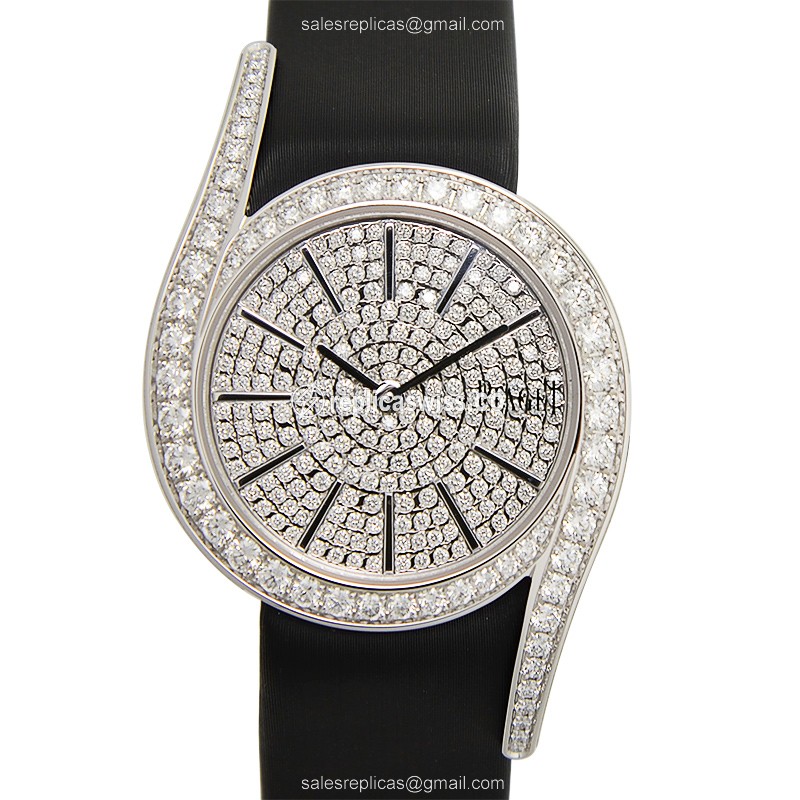 Piaget LIMELIGHT Replica - Quartz - 18kt White Gold - Diamond - Silver Dial - Silk Strap