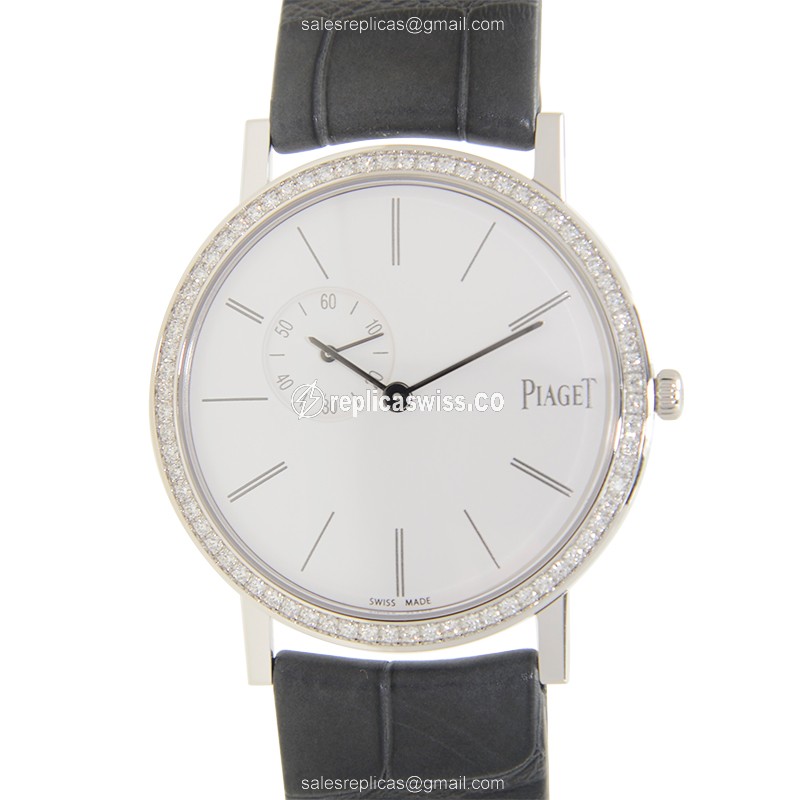 Piaget Altiplano Manual Wind - 18kt White Gold - Diamond Dial - Grey Alligator Strap - Luxury Replica ALTIPLANO Watch