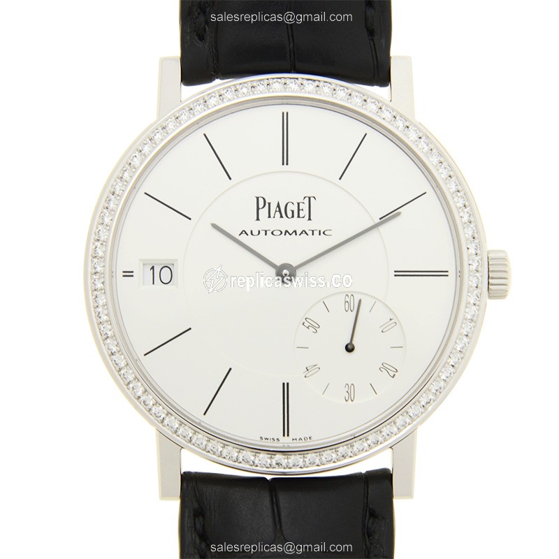 Piaget ALTIPLANO Replica - Automatic - 18kt White Gold - Diamond - White Dial - Black Alligator Strap - Luxury Replica ALTIPLANO Watch