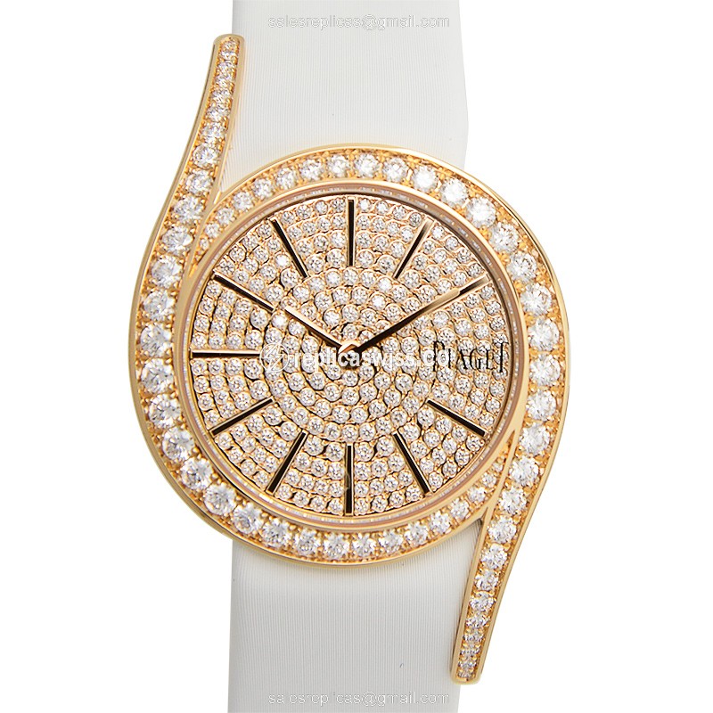 Piaget LIMELIGHT Quartz 18kt Rose Gold - Pink Dial - White Fabric Strap - Buckle Clasp