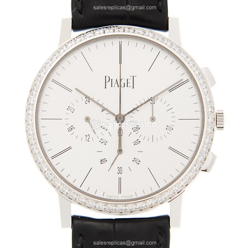 Piaget ALTIPLANO Replica - Manual - 18kt White Gold - Diamond - Silver Dial - Alligator Black Strap - Buckle Clasp - Luxury Replica ALTIPLANO Watch