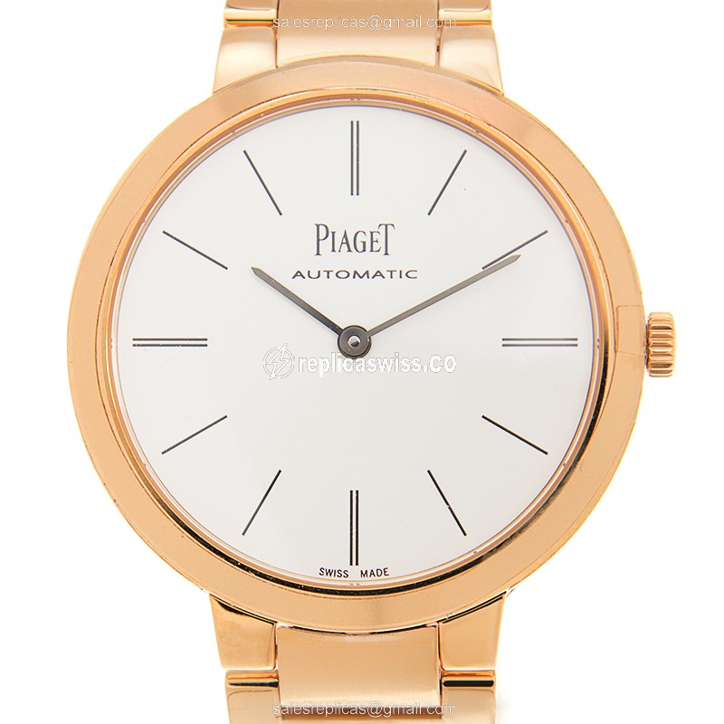 Piaget ALTIPLANO Replica - Automatic 18kt Rose Gold - White Dial, Gold Strap - Luxury Replica ALTIPLANO Watch