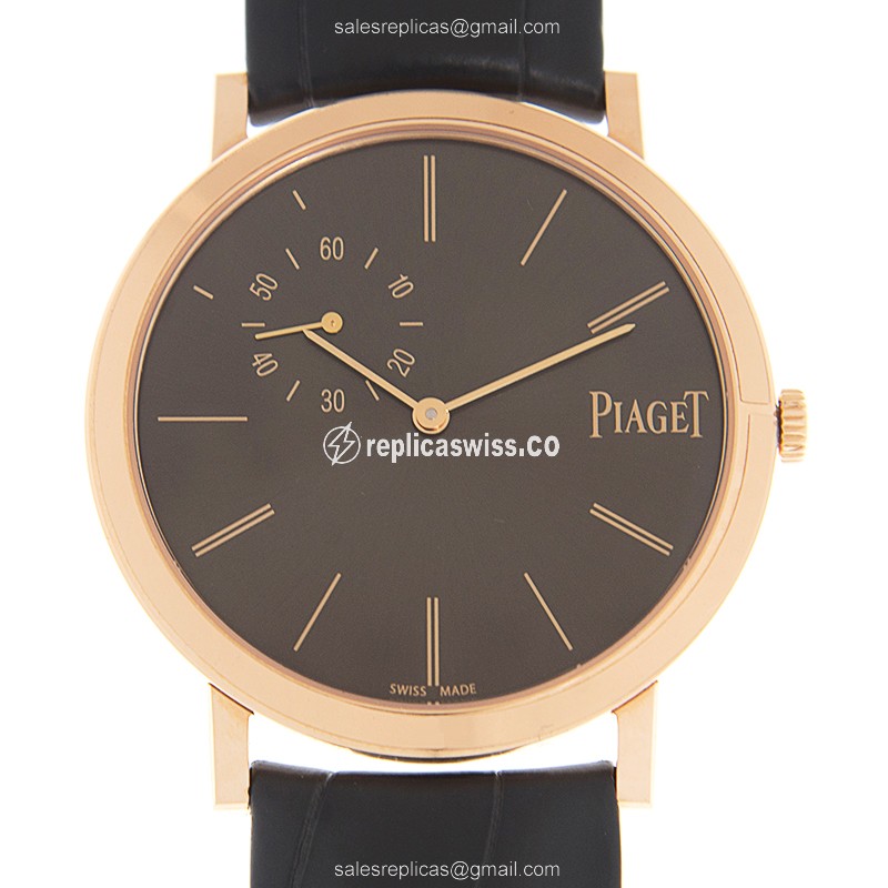 Piaget Altiplano Replica - Manual - 18kt Rose Gold - Gray Dial - Alligator Black Strap - Luxury Replica ALTIPLANO Watch