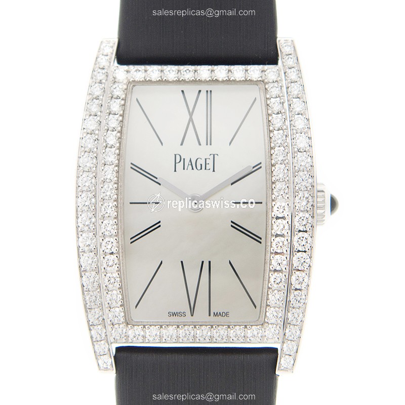 Piaget LIMELIGHT - Manual Wind - 18kt White Gold - Diamond - White Dial - Black Cowhide - Buckle