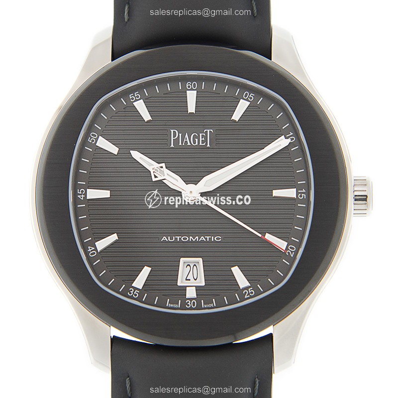 Piaget POLO Replica - Automatic - Black Dial - Leather Strap - Buckle Clasp