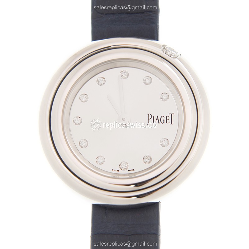 Piaget POSSESSION Quartz - Steel Case - Silver Dial - Blue Alligator Strap - Buckle Clasp