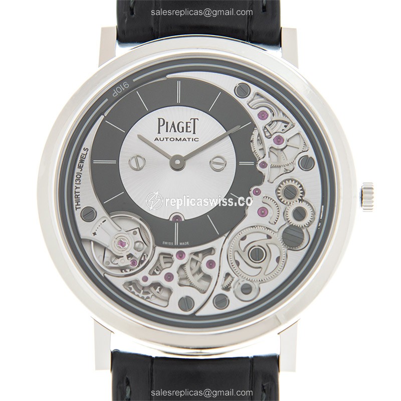 Piaget G0A43121 Replica - Automatic - 18kt White Gold - Silver Dial - Black Alligator Buckle