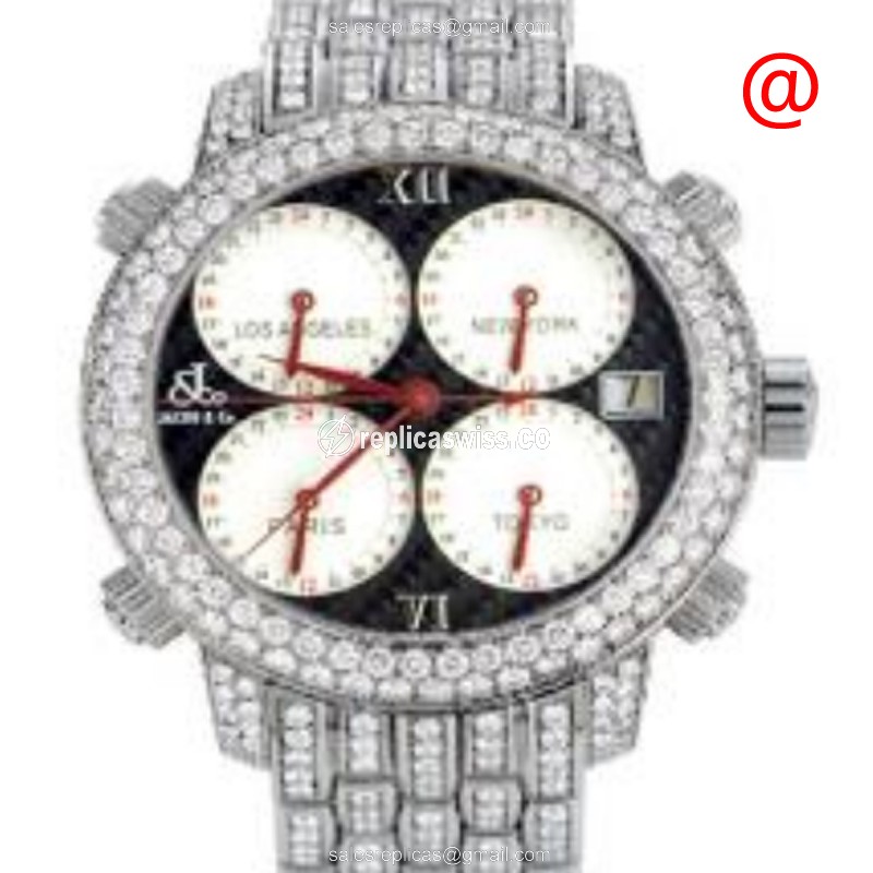 Jacob & Co H24SSCFDC - Automatic - Diamond-Case - Black Dial - Silver Steel Band