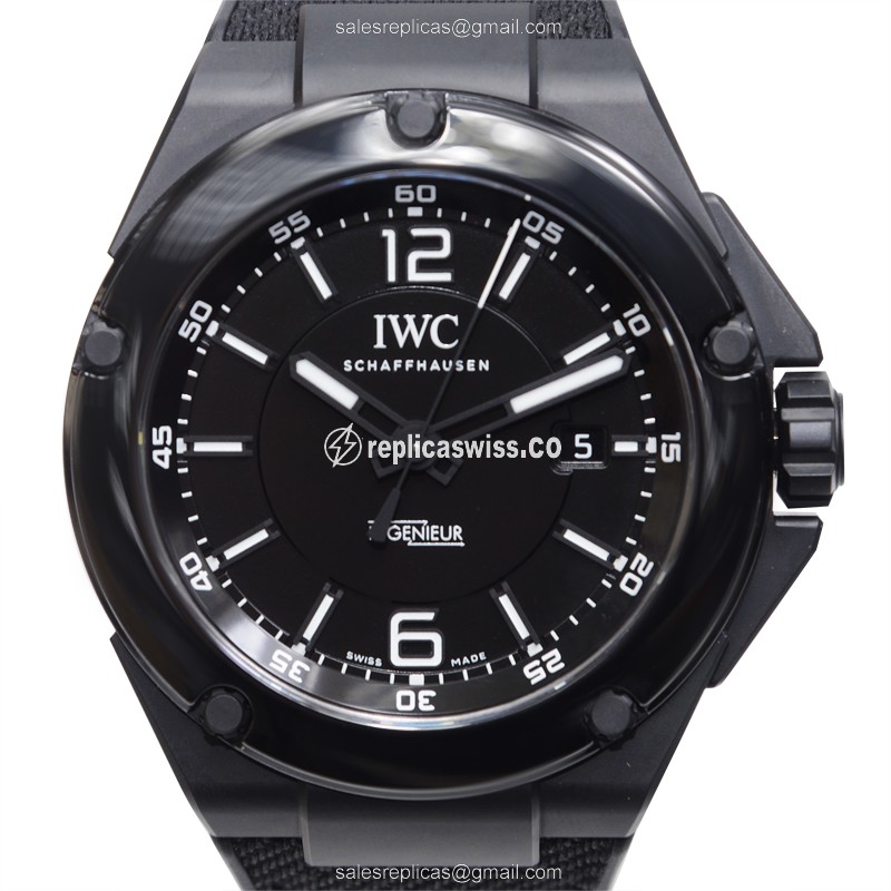 IWC Ingenieur Automatic - Ceramic Case - Black Dial - Black Fabric Strap - Sapphire Crystal - Buckle Clasp - Luxury Replica INGENIEUR Watch
