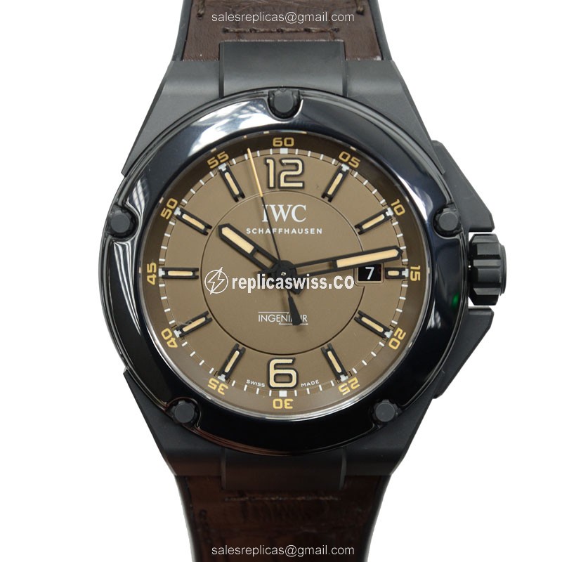 IWC Ingenieur Automatic Ceramic - Brown Dial & Brown Leather - Sapphire Crystal - Buckle Clasp