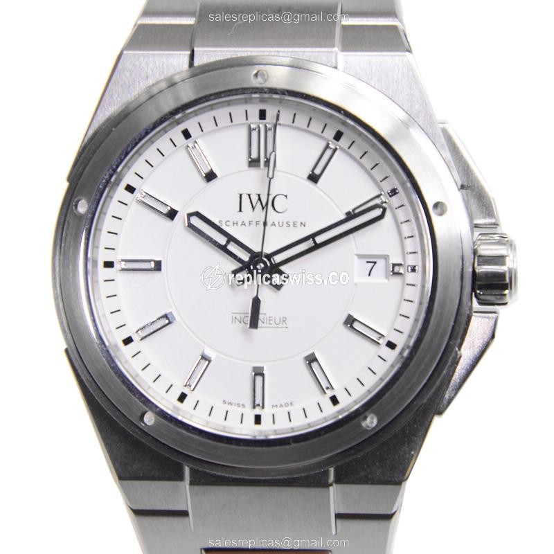 IWC Ingenieur Replica - Automatic - Stainless Steel - White Dial - Silver Steel Bracelet - Luxury Replica INGENIEUR Watch