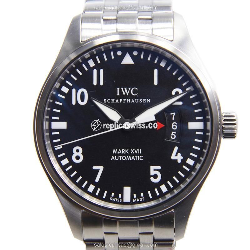 IWC PILOTS Replica - Automatic - Black Dial - Steel Case - Silver Band
