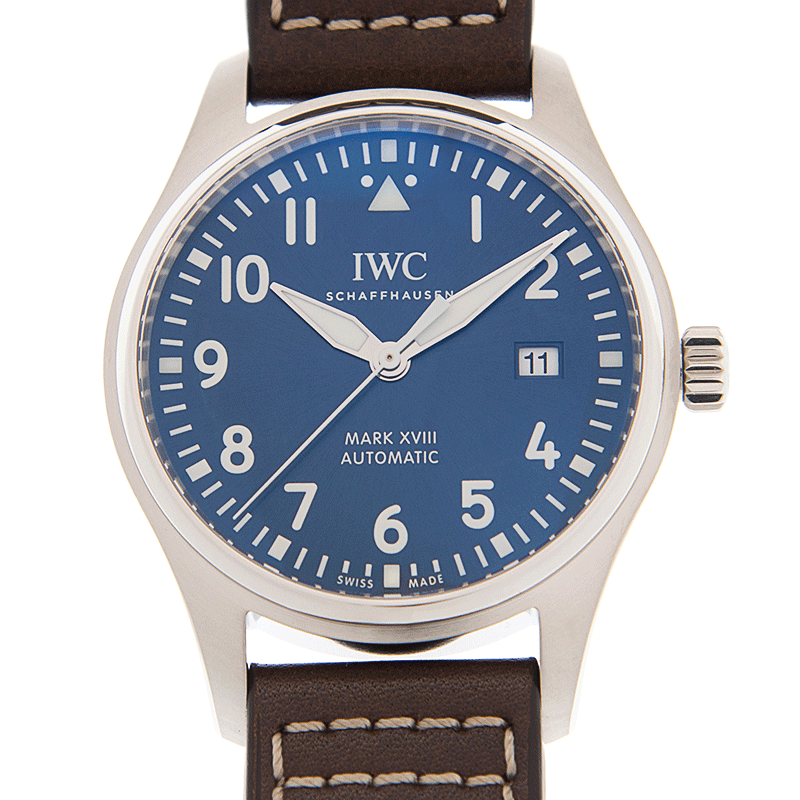 IWC PILOTS Replica - Automatic - Steel Case - Blue Dial - Brown Cowhide - Buckle Clasp - Luxury Replica PILOTS Watch