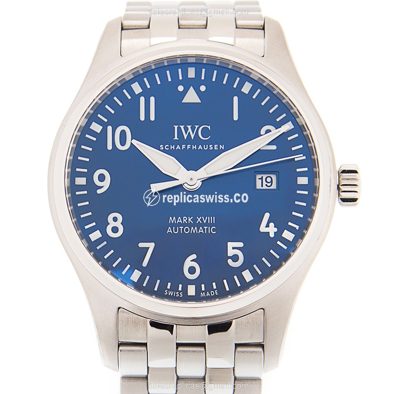 IWC PILOTS Replica - Automatic - Blue Dial - Steel Case & Band - Luxury Replica PILOTS Watch