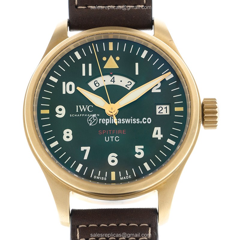 IWC PILOTS Bronze Case - Automatic Movement - Green Dial - Brown Cowhide - Buckle Clasp - Luxury Replica PILOTS Watch
