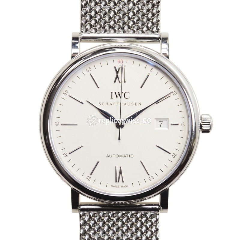 IWC Portofino Replica - Automatic - Stainless Steel - White Dial - Silver Clasp