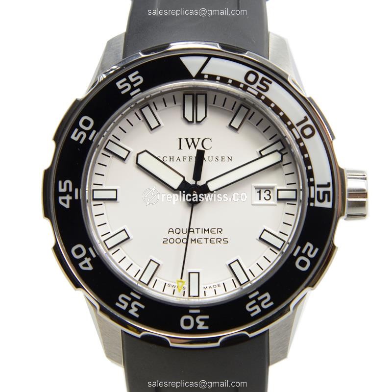 IWC AQUATIMER Replica - Automatic - Stainless Steel - White Dial - Black Rubber Strap
