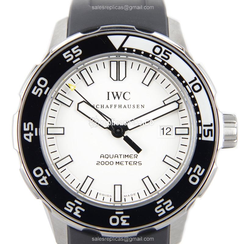 IWC AQUATIMER Replica - Automatic - Stainless Steel - White Dial - Black Rubber Strap