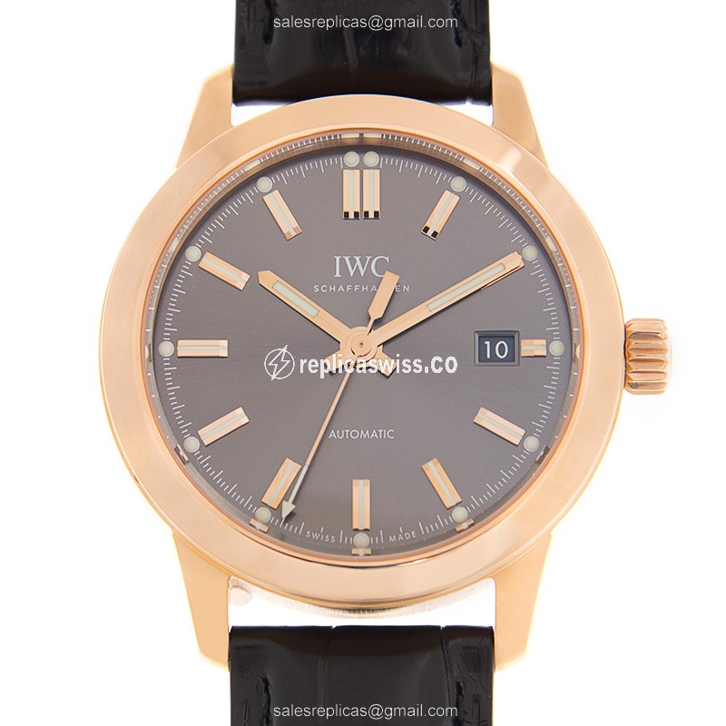 IWC Ingenieur Replica - Automatic - 18kt Rose Gold - Gray Dial - Black Alligator Strap - Luxury Replica INGENIEUR Watch