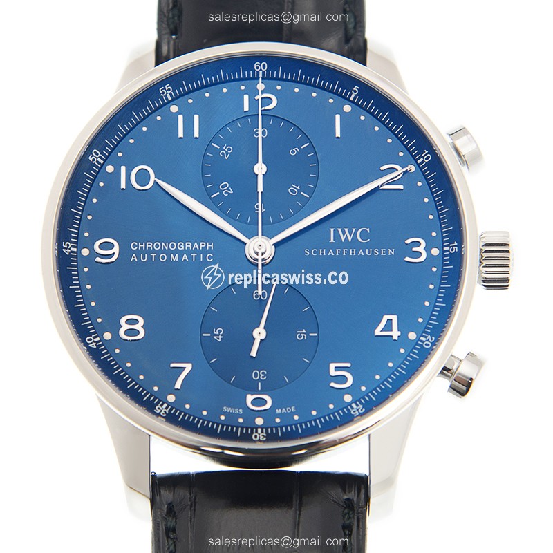 IWC Portuguese Replica - Automatic - Steel Case - Blue Dial - Black Alligator Strap