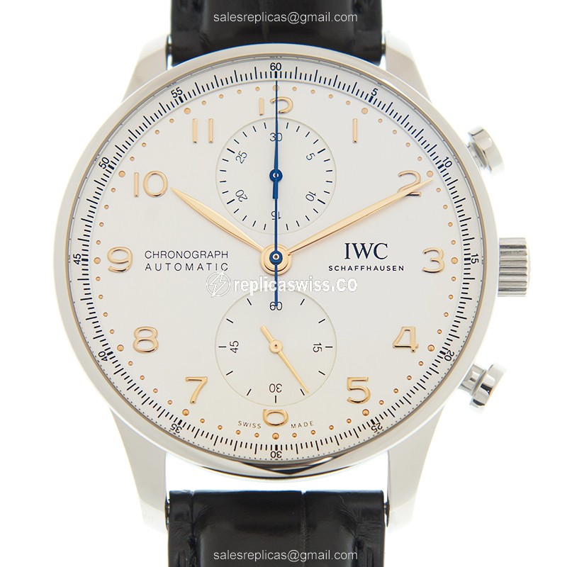 IWC Portuguese Replica - Automatic - Stainless Steel - White Dial - Blue Alligator Strap