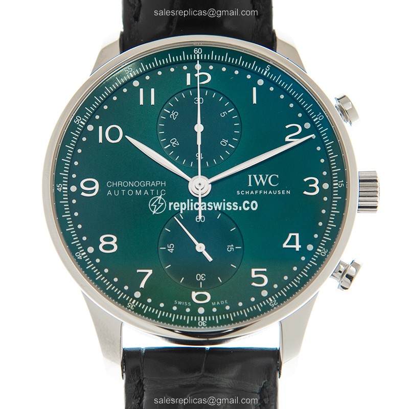 IWC Portuguese Replica - Automatic - Green Dial - Steel Case - Black Alligator Strap