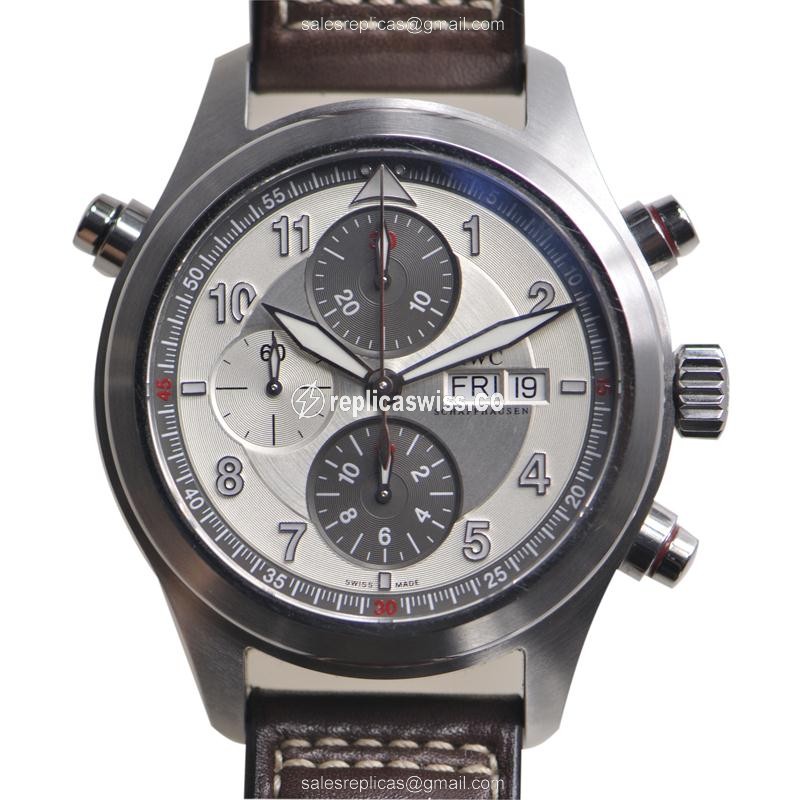 IWC PILOTS Replica - Automatic - Stainless Steel - Silver Dial - Brown Cowhide - Buckle Clasp