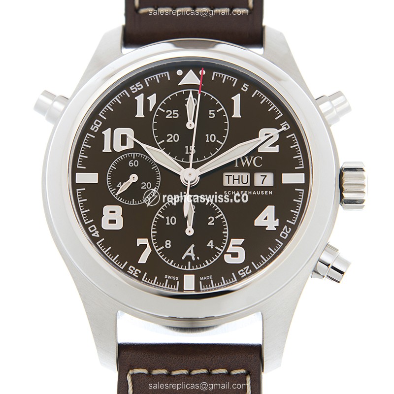IWC PILOTS Replica - Automatic - Brown Dial - Steel Case - Brown Cowhide Strap