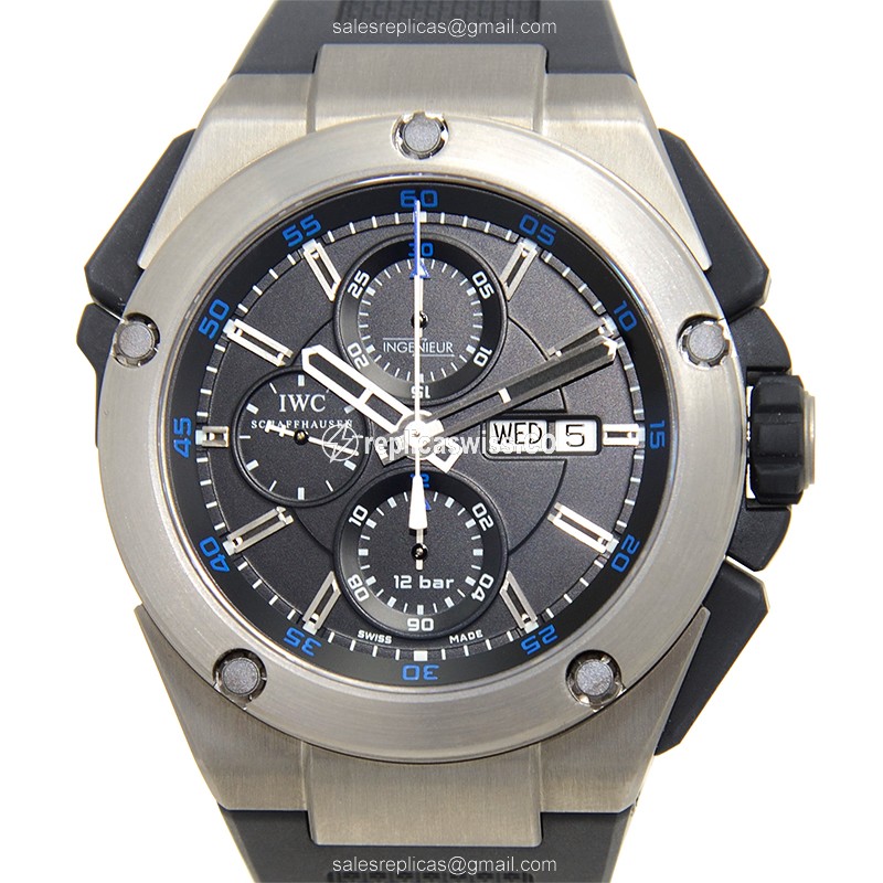 IWC Ingenieur Replica - Automatic Titanium - Black Dial - Black Rubber - Buckle Clasp - Luxury Replica INGENIEUR Watch