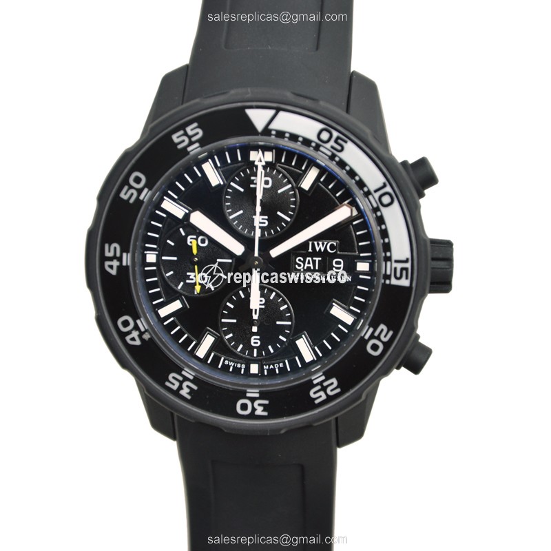 IWC AQUATIMER Replica - Automatic - Stainless Steel - Black Dial - Rubber Strap - Buckle Clasp - Luxury Replica AQUATIMER Watch