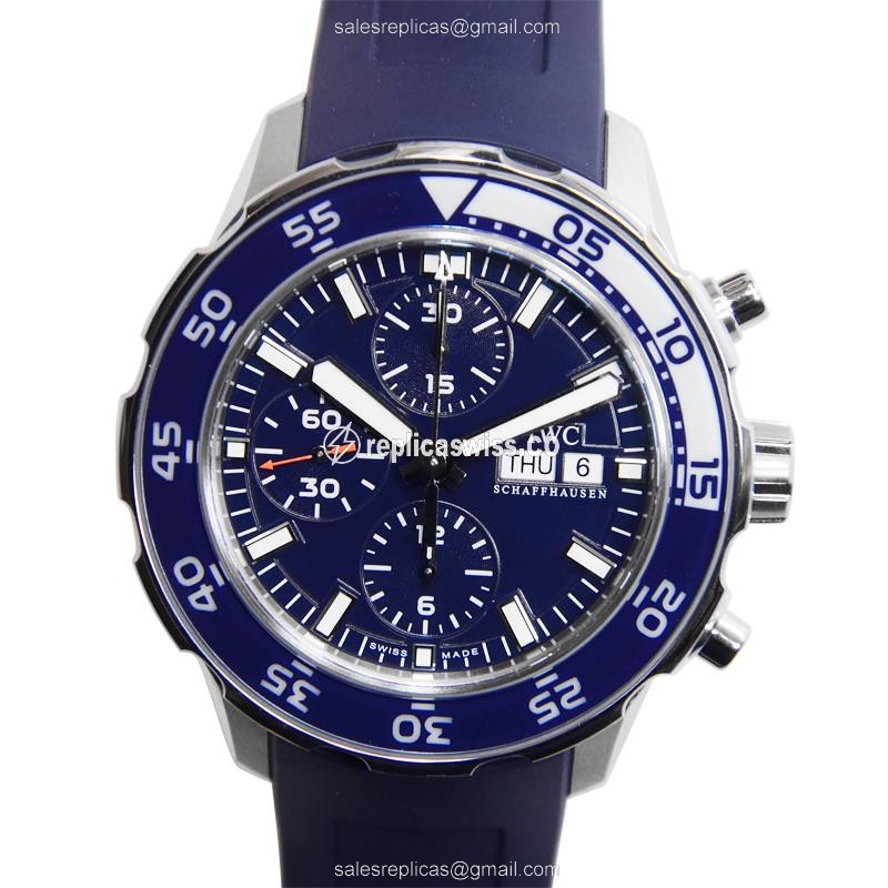 IWC AQUATIMER Replica - Automatic - Steel Case - Blue Dial - Blue Rubber Strap