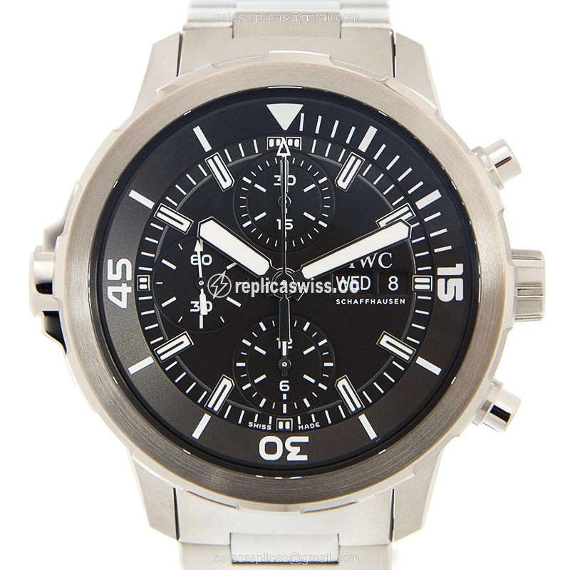 IWC Aquatimer Replica - Automatic - Black Dial - Steel Case - Silver Band