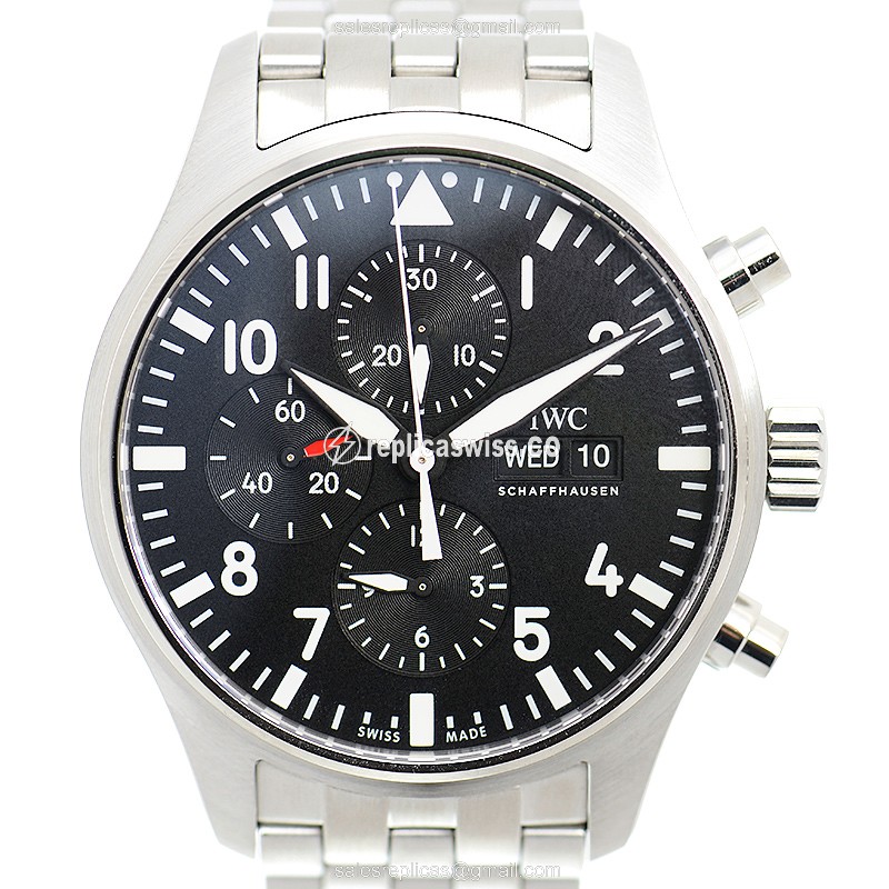 Rolex IW377710 Pilot Replica - Automatic - Black Dial - Silver Steel Case & Strap - Luxury Replica PILOTS Watch