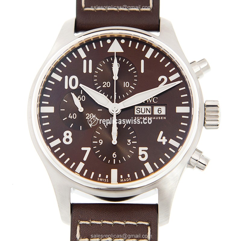 Rolex IW377713 PILOTS Replica - Automatic - Brown Dial - Steel Case - Brown Cowhide Strap - Luxury Replica PILOTS Watch