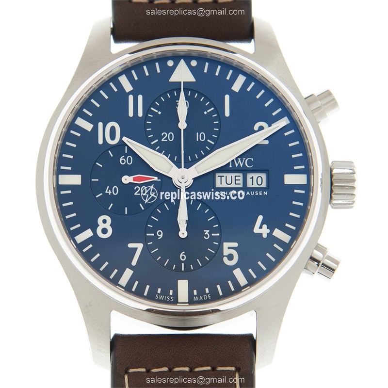 IWC PILOTS Automatic - Blue Dial - Brown Cowhide - Buckle Clasp - Luxury Replica PILOTS Watch