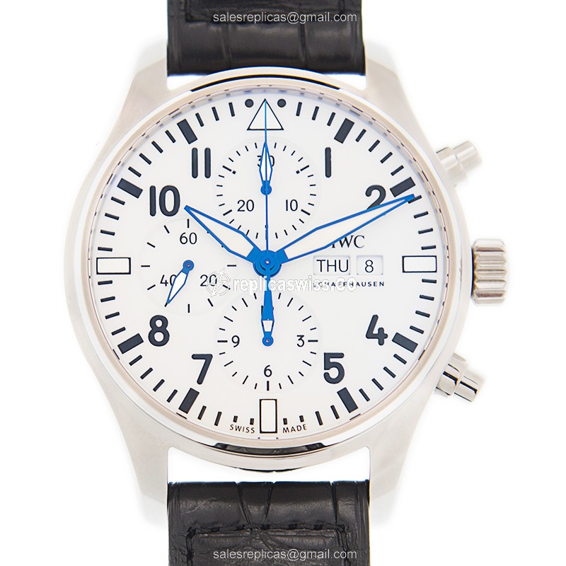 IWC PILOTS Replica - Automatic - Stainless Steel - White Dial - Black Alligator Strap