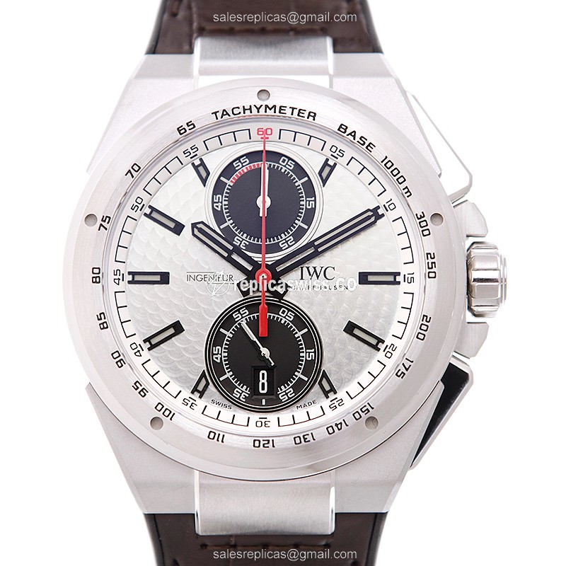 IWC Ingenieur Replica - Automatic - Stainless Steel - Silver Dial - Brown Rubber Strap - Luxury Replica INGENIEUR Watch
